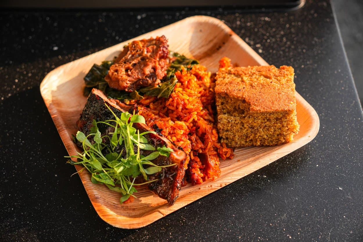 West African plate with jollof rice